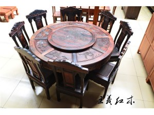 大红酸枝餐桌 王义酸枝餐桌图片 中式酸枝餐桌