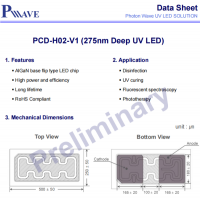 PW新品PCD-H02-V1深紫外UVC芯片4.5mW