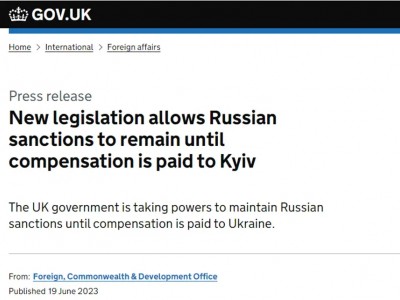 英国立法没收俄罗斯资产，是第一个这样操作的欧洲国家